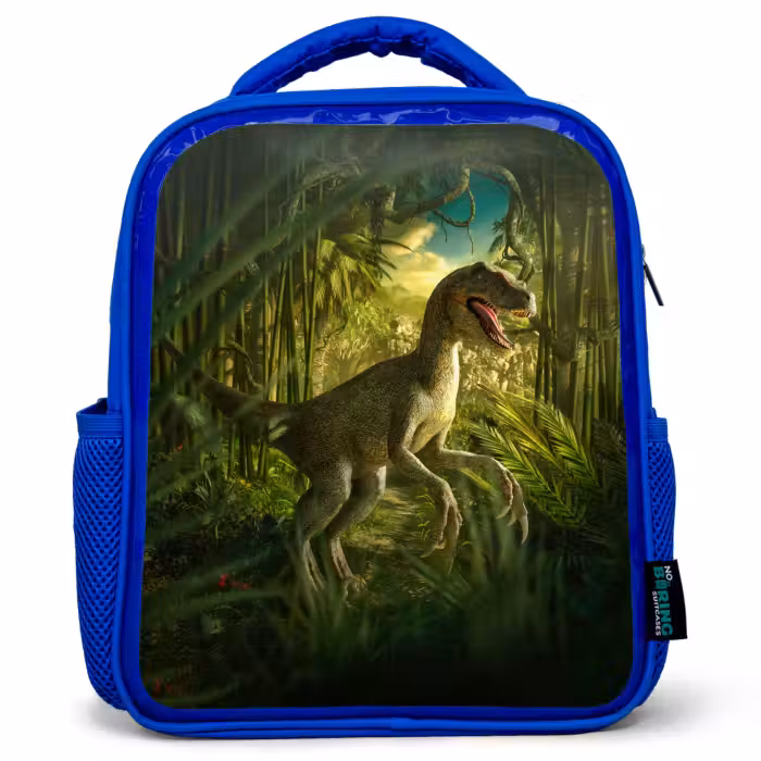Kids backpack - Blue - Dinosaur - Plants - Green - Illustration - Kids - Boys