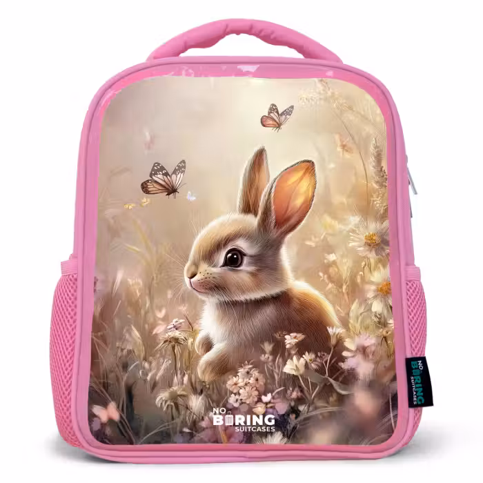 Kids backpack - Pink - Flowers - Brown - Bunny - Butterfly