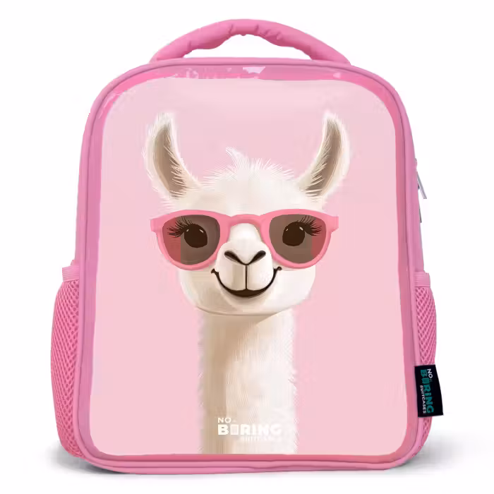 Kids backpack - Pink - Llama - White - Sunglasses - Eyelashes