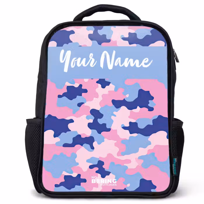 Kids backpack with name - Black - Camouflage - Pink - Blue