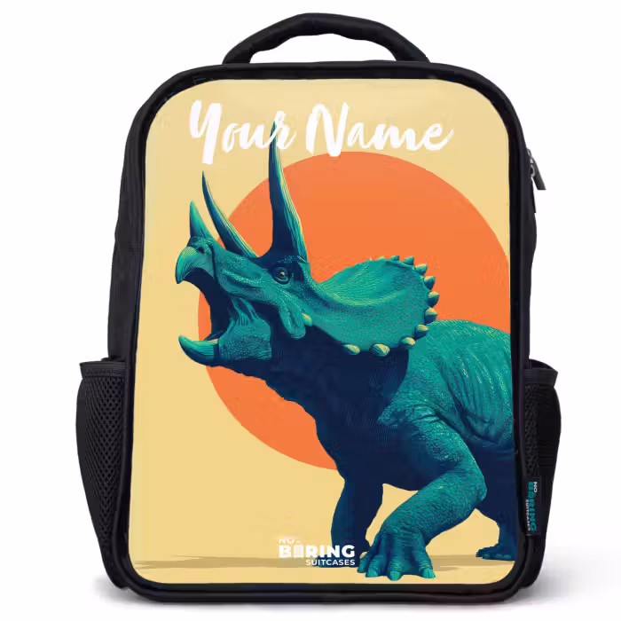 Kids backpack with name - Black - Dino - Triceratops - Animal