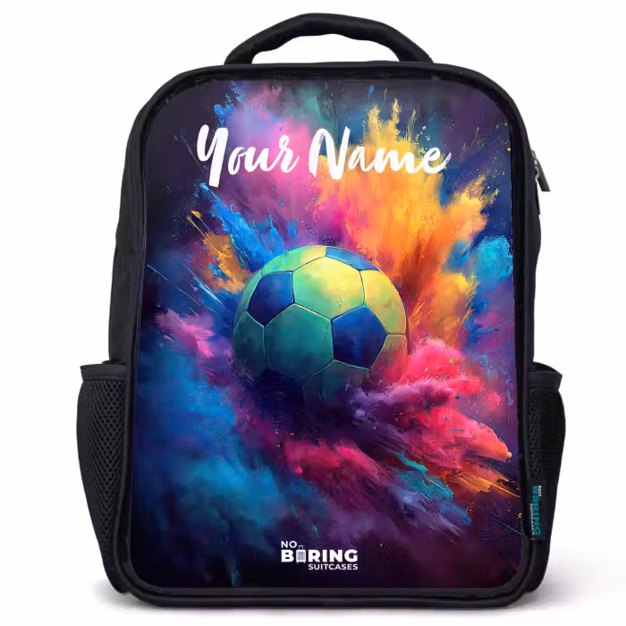 Kids backpack with name - Black - Neon - Ball - Colorful