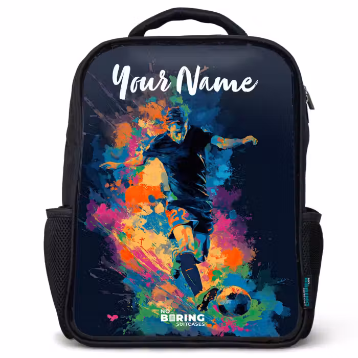 Kids backpack with name - Black - Neon - Footballer - Colorful