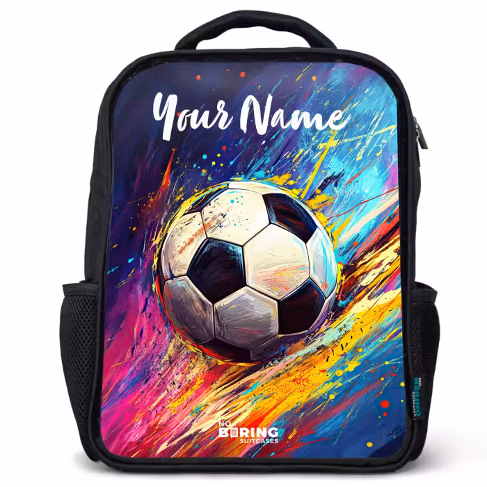 Kids backpack with name - Black - Neon - Soccer - Colorful