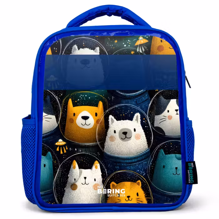 Kids backpack - Blue - Animals - Stars - Planets - Astronaut