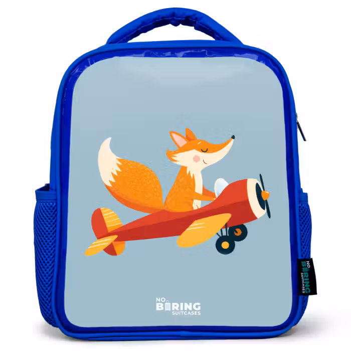 Kids backpack - Blue - Fox - Airplane - Flies