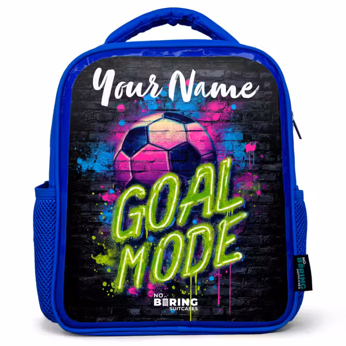Kids backpack with name - Blue - Neon - Graffiti - Football - Colorful