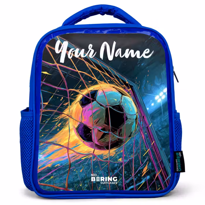 Kids backpack with name - Blue - Neon - Net - Football - Colorful