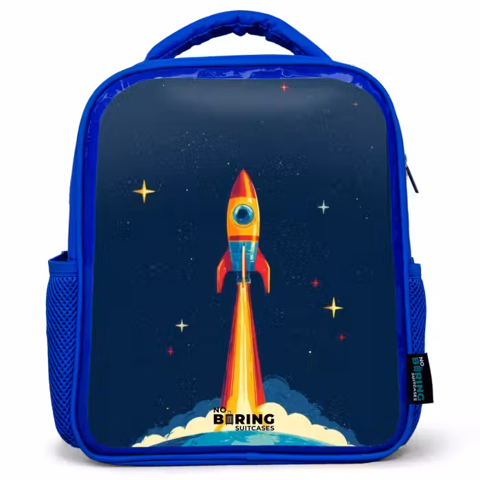 Kids backpack - Blue - Planet - Rocket - Stars - Dark blue