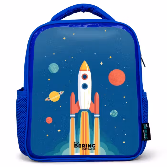 Kids backpack - Blue - Rocket - Planet - Stars - Multicolored