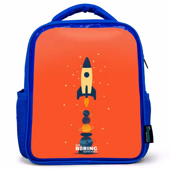 Kids backpack - Blue - Rocket - Stars - Planets