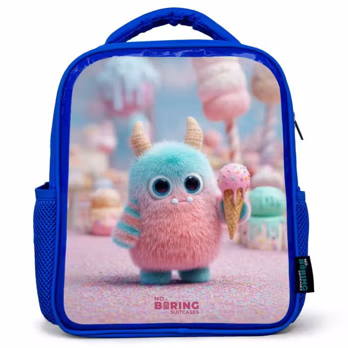 Kids backpack - Blue - Sweet Monster Candy Adventure