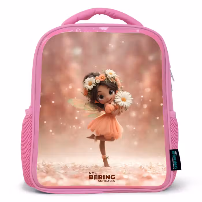 Kids backpack - Pink - Fairy with daisies