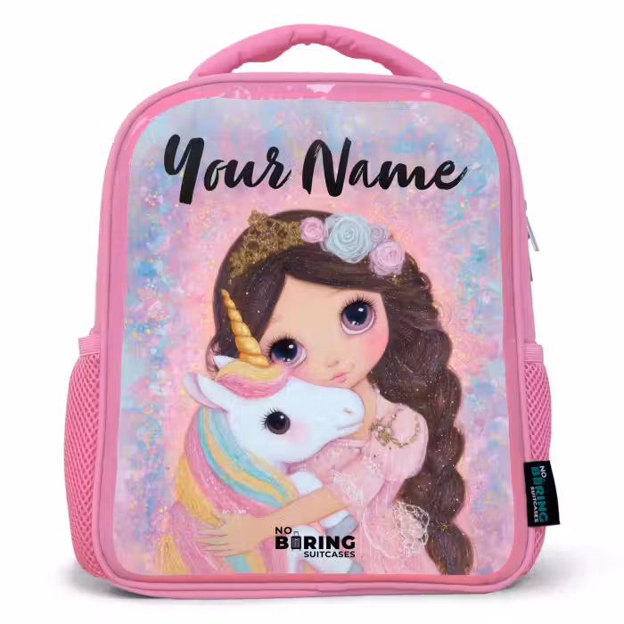 Kids backpack with name - Pink - Girl - Unicorn - Glitter