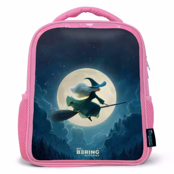 Kids backpack - Pink - Night Flight over the Forest