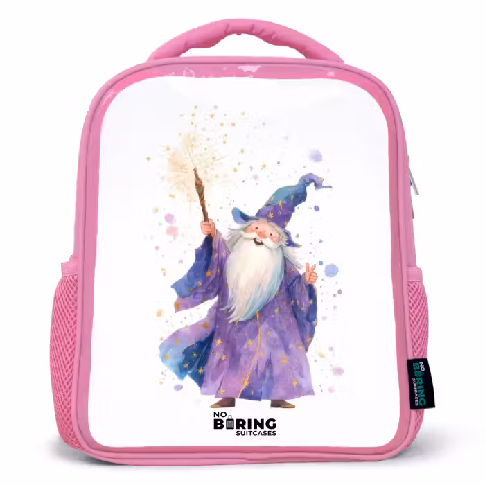 Kids backpack - Pink - Old magician with staff
