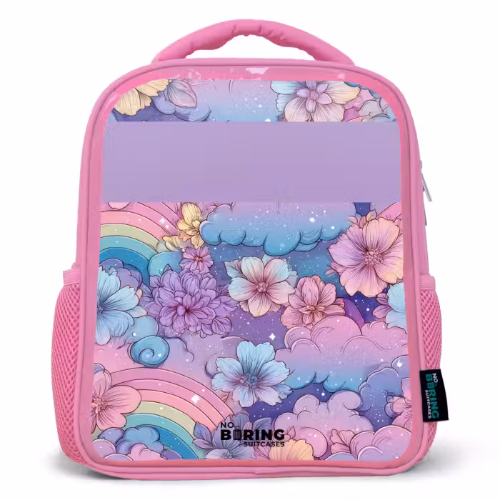 Kids backpack - Pink - Rainbows - Flowers - Colorful