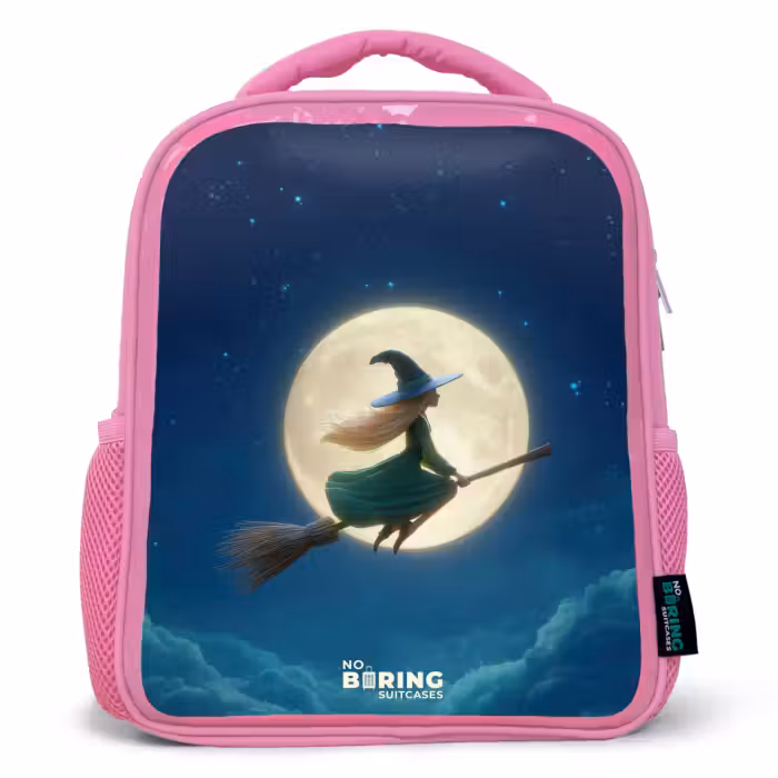 Kids backpack - Pink - Witch in Moonlight Flight