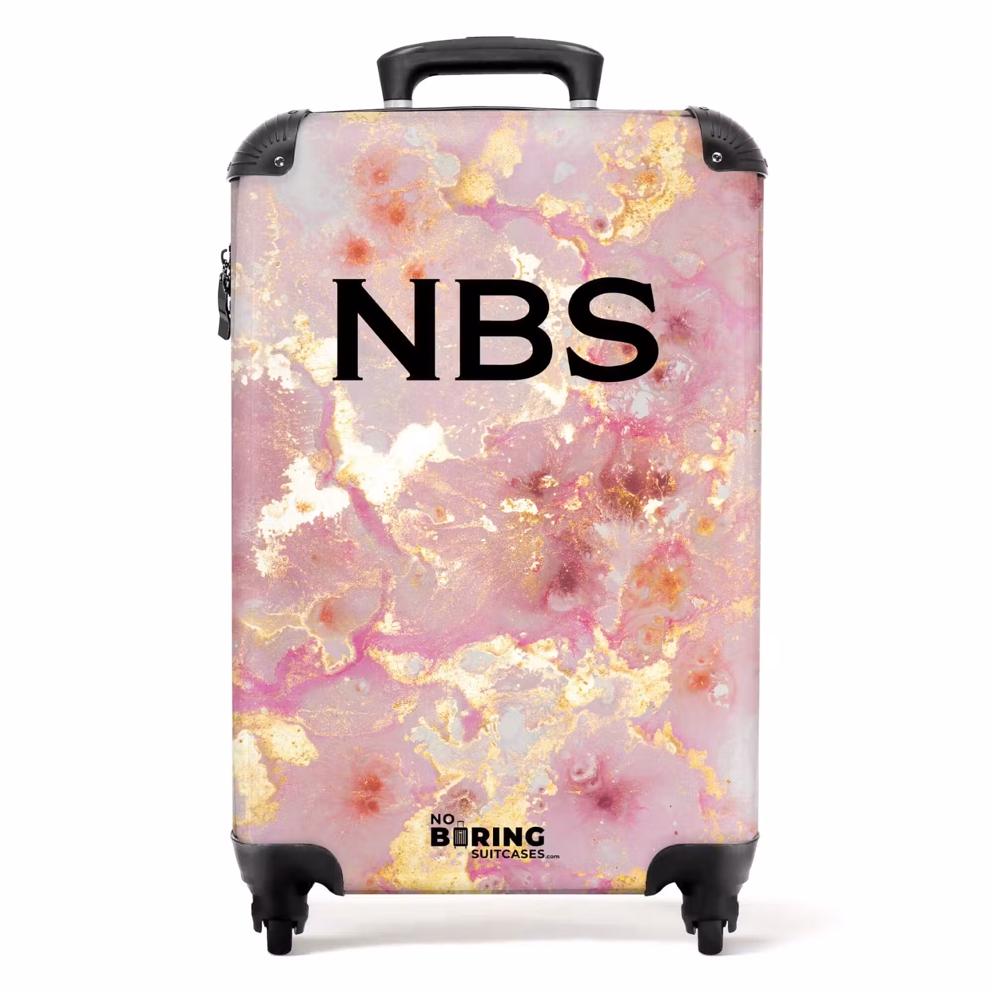 Suitcase - Pink marble 755h golden lines