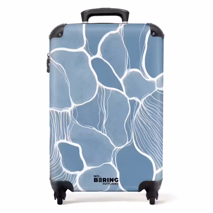 Suitcase - Abstract - Blue - Leaves