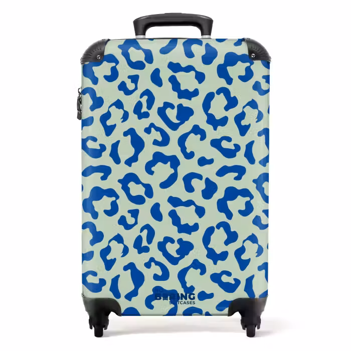 Suitcase - Animal prints - Panther print suitcase in blue and pastel green