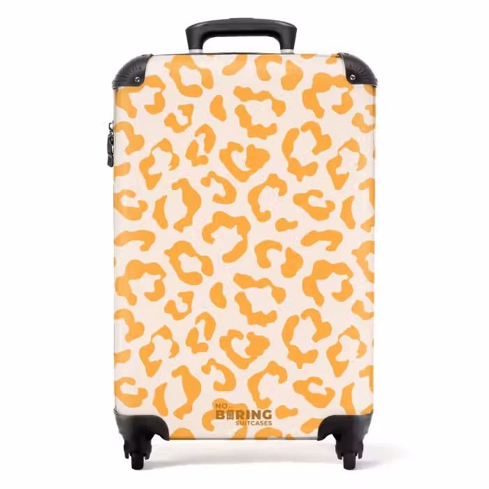 Suitcase - Animal prints - Panther print suitcase in orange and cream color