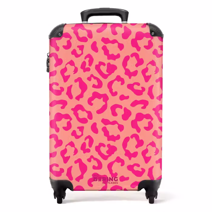 Suitcase - Animal prints - Panther print suitcase in pink and coral pink