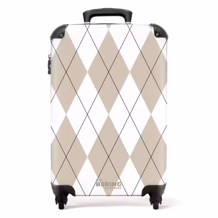 Suitcase - Beige plaid pattern
