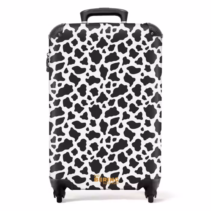 Suitcase - Black and white cow spot pattern