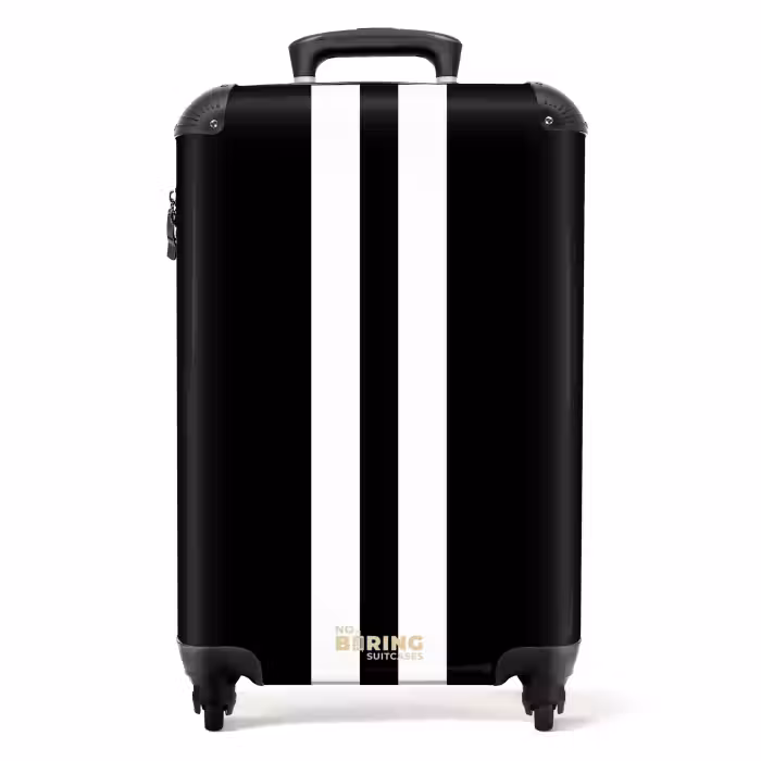 Suitcase - Black background with double white center stripe