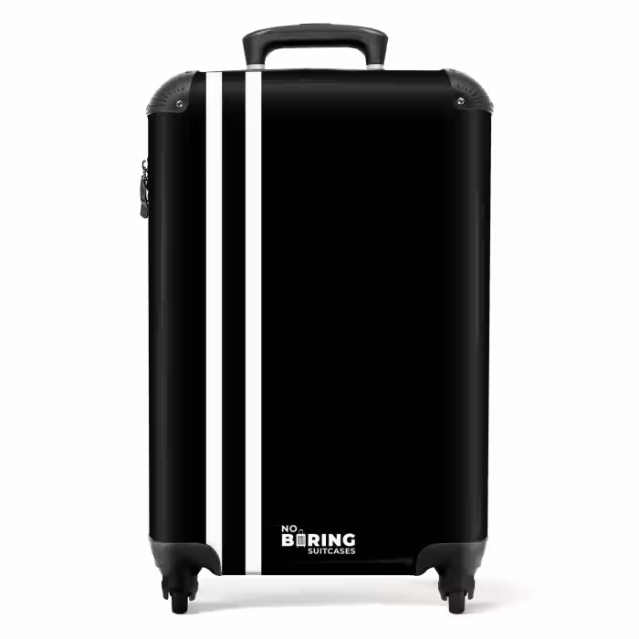 Suitcase - Black background with double white side stripes on the left