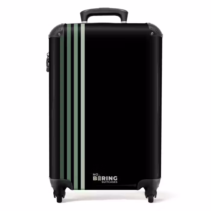 Suitcase - Black background with four vertical green lines on the left