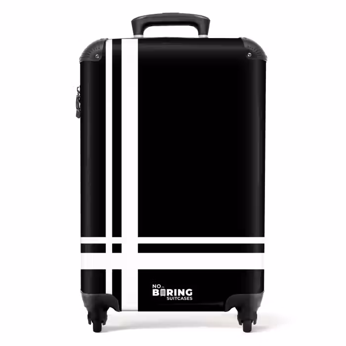 Suitcase - Black background with white cross pattern at lower left
