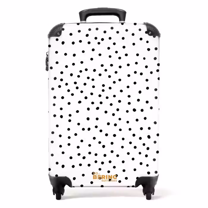 Suitcase - Black dots rain over a white surface