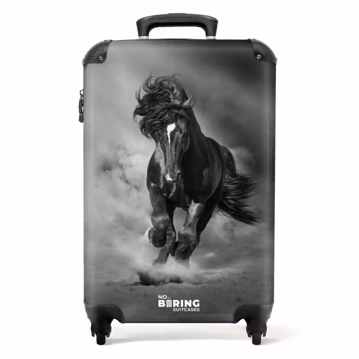 Suitcase - Black horse at a gallop