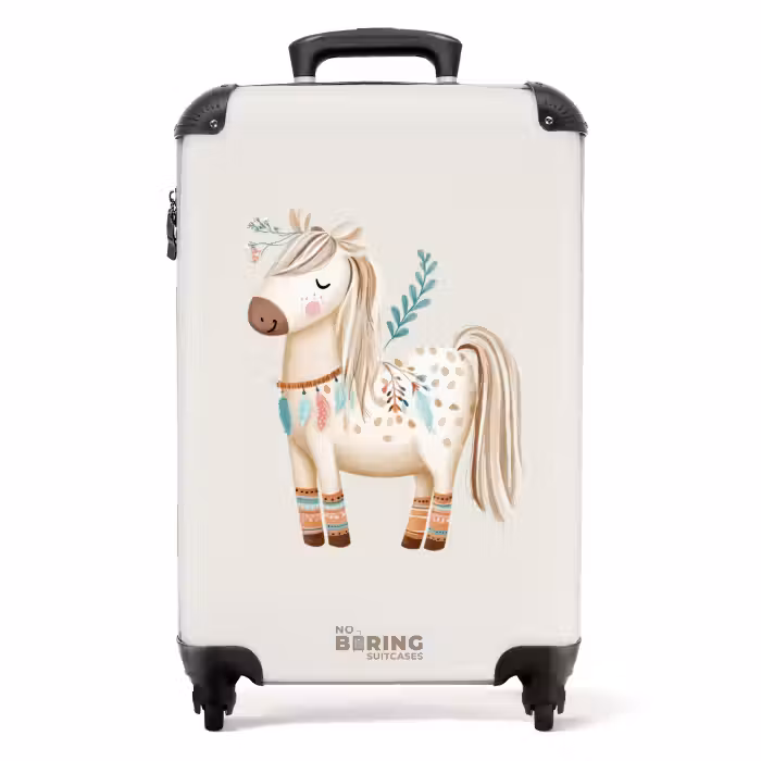 Suitcase - Bohemian horse in beige shades