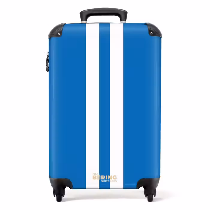 Suitcase - Bright blue background with double white center stripe