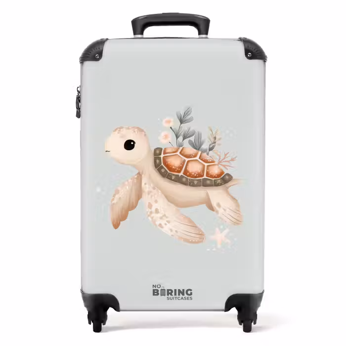 Suitcase - Brown sea turtle in pastel underwater world