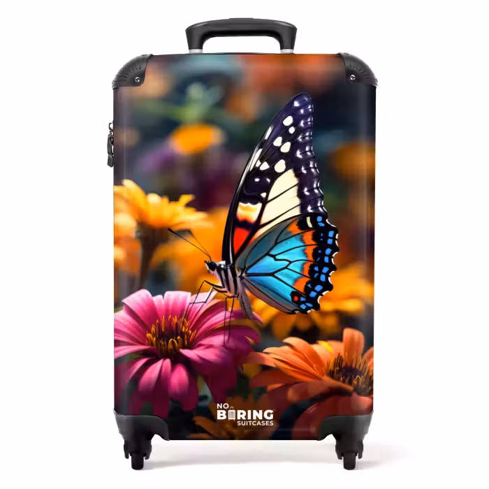 Suitcase - Butterfly on colorful flowers