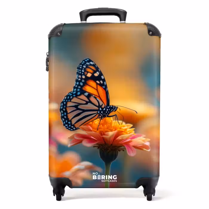 Suitcase - Butterfly on pink flower