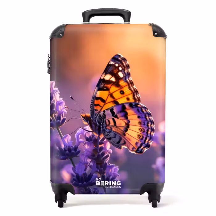 Suitcase - Butterfly on purple lavender