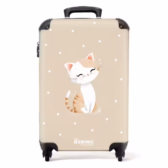 Suitcase - Cat surrounded by beige dots