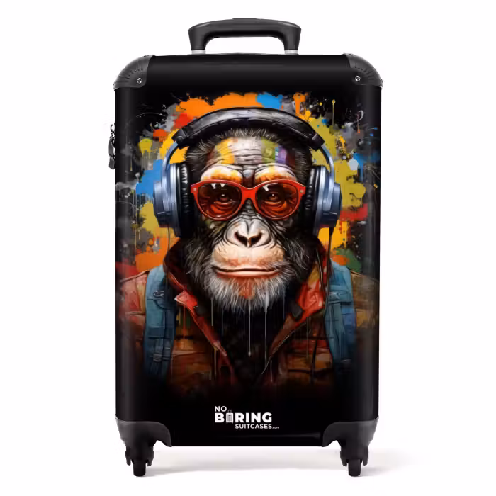 Suitcase - Chimpanzee with Headphones and Graffiti Spray