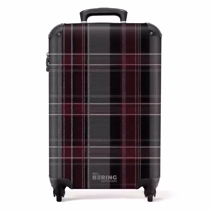 Suitcase - Classic checkered pattern in gray and red