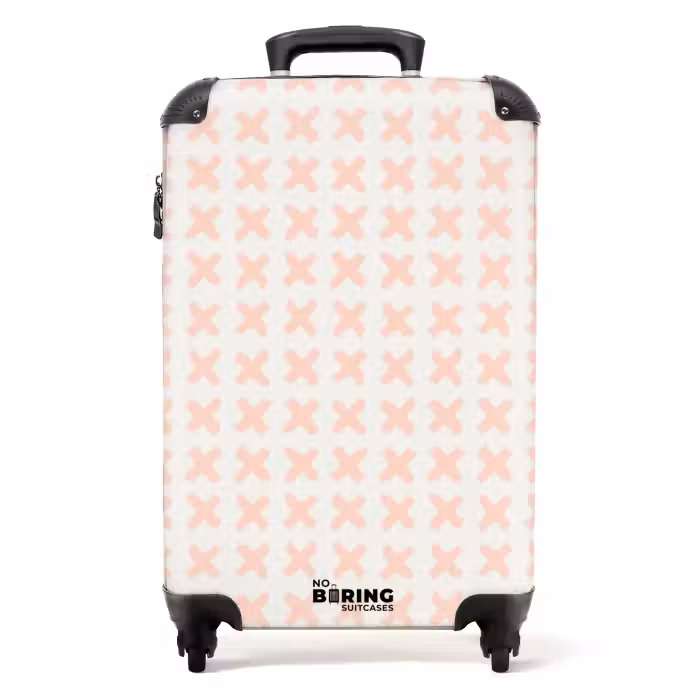 Suitcase - Coral crosses on off-white