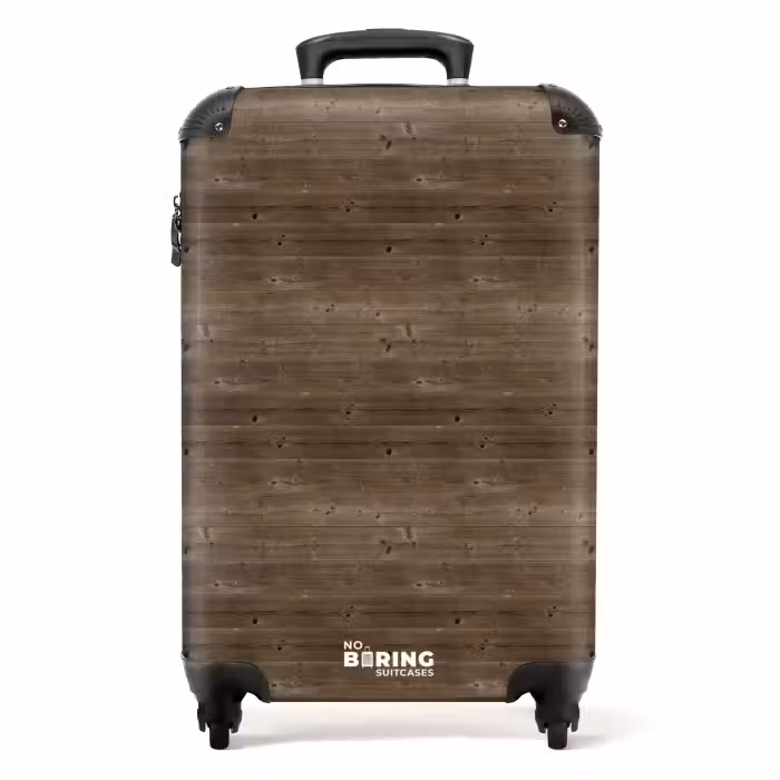 Suitcase - Dark brown wood with horizontal grain and knots