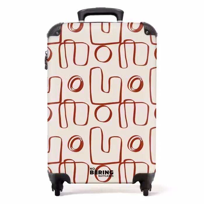 Suitcase - Dark red abstract lines on beige background