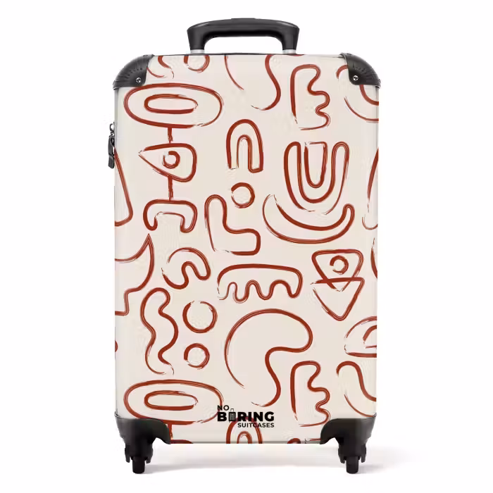 Suitcase - Dark red abstract shapes on beige