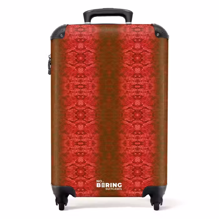 Suitcase - Deep red snake skin with symmetrical scale structure