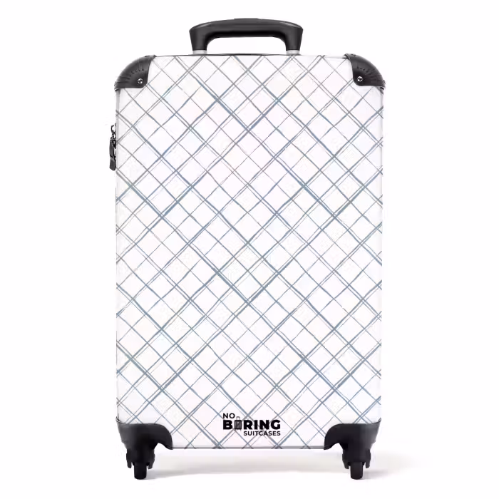 Suitcase - Diagonally intersecting lines on a white surface